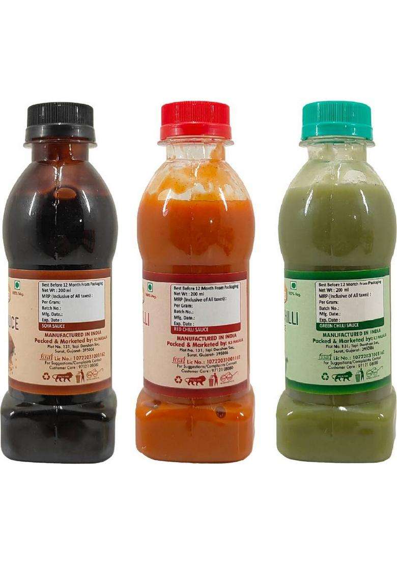 Fruvanta Soya Sauce , Green Chilli Sauce, Red (200G X 2) (Pack Of 3) Sauces & Ketchup (3 200 G) - Indya