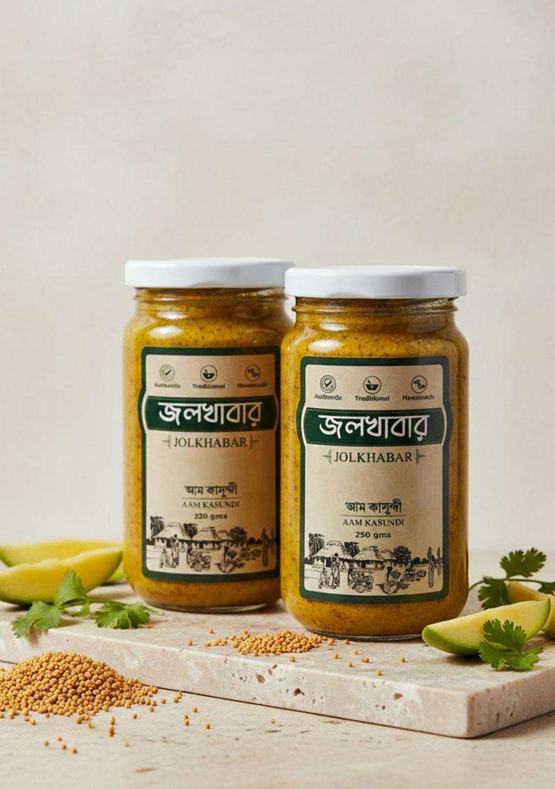Jolkhabar Aam Kasundi Pack Of 2|Authentic Bengali Traditional Handmade 500G Mango Mustard Sauce (2 X 250 G) - Indya
