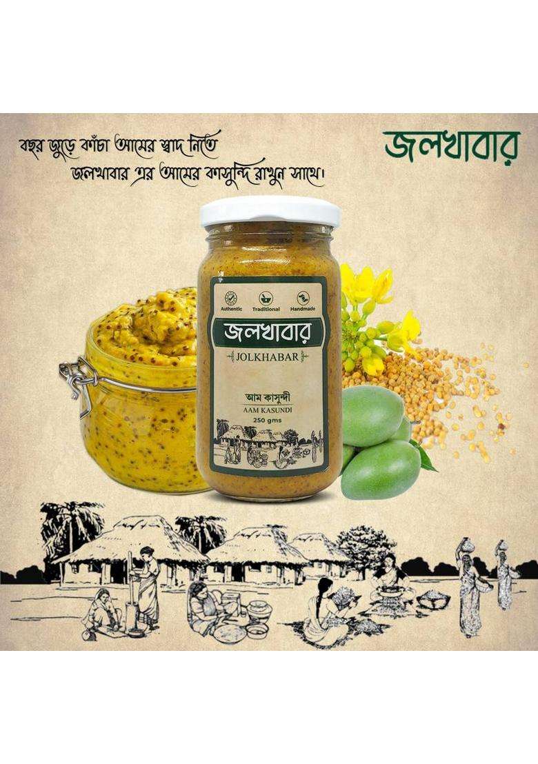 Jolkhabar Aam Kasundi Pack Of 2|Authentic Bengali Traditional Handmade 500G Mango Mustard Sauce (2 X 250 G) - Indya