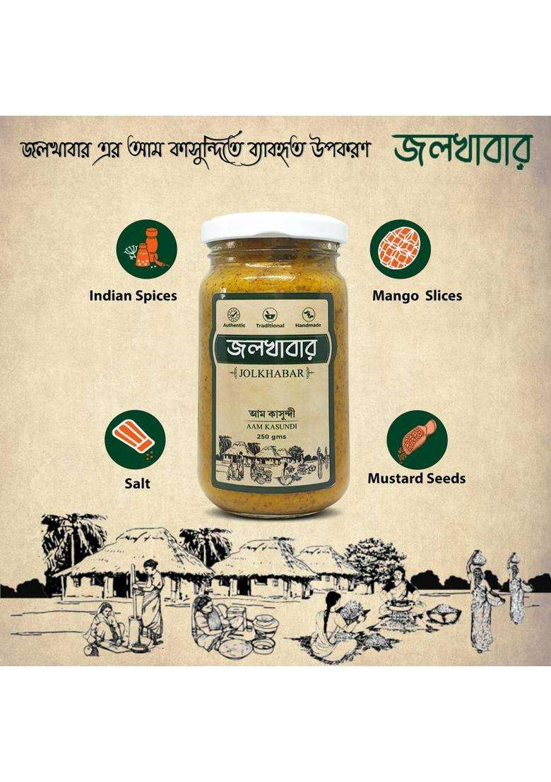 Jolkhabar Aam Kasundi Pack Of 2|Authentic Bengali Traditional Handmade 500G Mango Mustard Sauce (2 X 250 G) - Indya