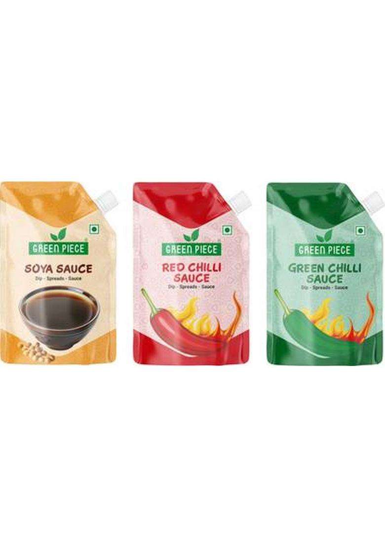Green Piece Soya,Green Chilli ,Red Chilli(Pack Of 3) Sauces & Ketchup (3 X 100 G) - Indya