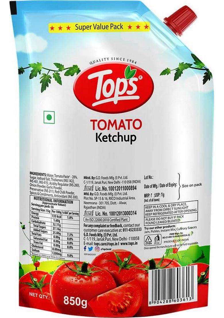 Tops Tomato Ketchup (850 G) - Indya