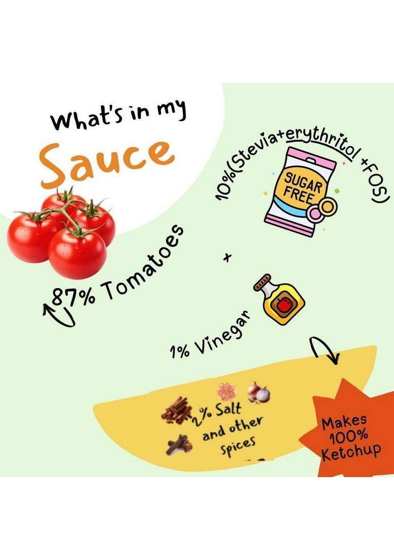 The True Tomato Sugar Free Ketchup More Than 85% Fresh Tomatoes (220 G) - Indya