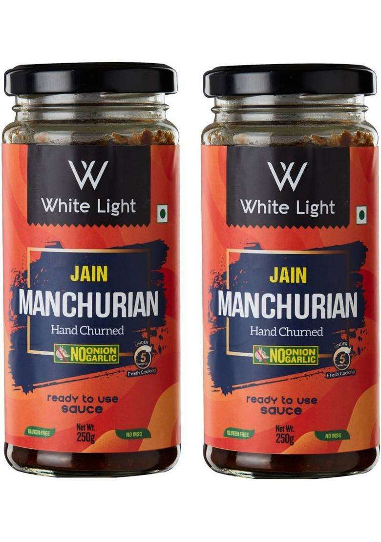 White Light Food Hand Churned Jain Manchurian Sauce With Vegan Natural Ingredient No Garlic Onion Sauces (2 X 250 G) - Indya