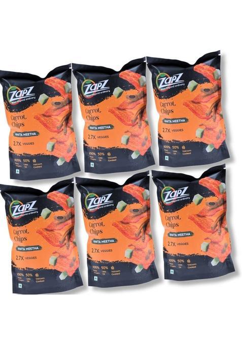 Zapz Vegetable Chips Carrot Khatta Meetha (6 X 60 G)