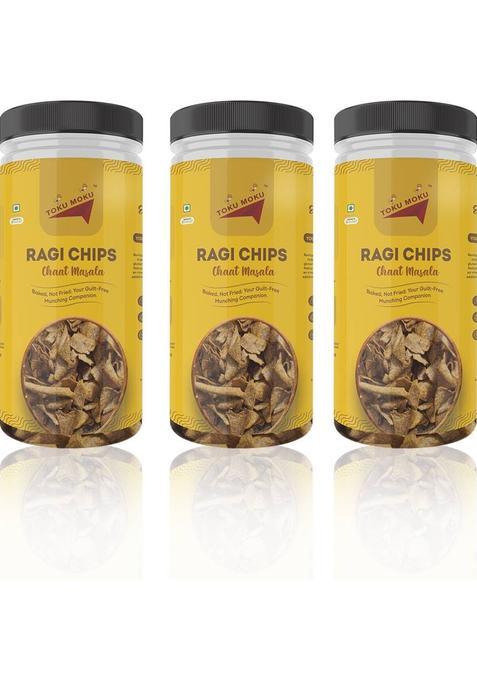 Toku Moku Ragi Chips Pack Of 3, No Palm Oil, Healthy Chips, Baked Not Fried, Protein Rich (3 X 150 G)