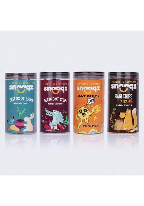 Snaaqz Beetroot Cream & Onion + Masla Peri Oat Ragi Masala Chips (4 X 150 G)