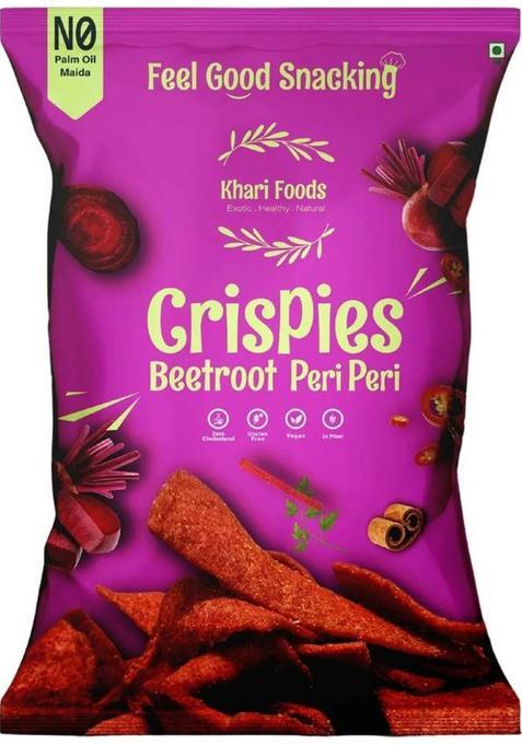 Khari Foods Peri Beetroot Chips, Crunchy Crispies, Fibre Rich, Healthy Snacks, Vegan Chips (50 G)