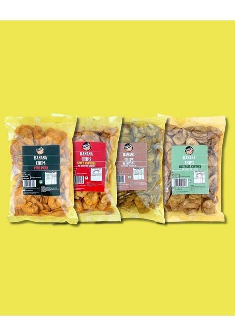 Snack First Raw Banana Chips, Combo Of 4, Crispy & Crunchy Snack, High Dietary Fibre Chips (4 X 200 G)