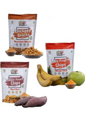 Eatup Healthy Vegetable Chips Combo|Chickpea Snacks|Mix-Fruits|Sweet Potato |Pack-3 (3 X 66.67 G)