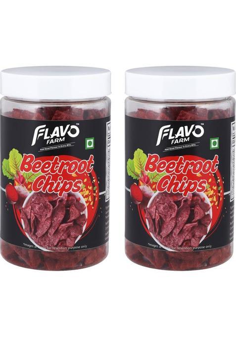 Flavofarm Crunchy Beetroot Chips Twin Jar Healthy Vegetable Snack Combo Pack (2 X 150 G)