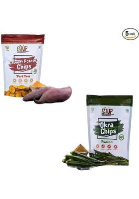 Eatup Veg Chips Combo Peri Sweet Potato & Pudina Okra, 2X50G (2 X 25 G)