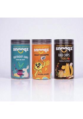 Snaaqz Beetroot Cream & Onion + Peri Oat Ragi Masala Chips (3 X 150 G)