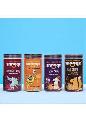 Snaaqz Beetroot Masla + Peri Oat Ragi Cream & Onion Masala Chips (4 X 150 G)