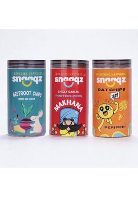 Snaaqz Beetroot Chips Cream & Onion+Beetroot Masala+Chilly Garlic Makhana (3 X 123.33 G)