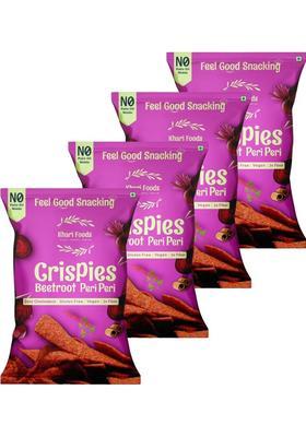 Khari Foods Peri Beetroot Chips, Crunchy Crispies, Fibre Rich, Healthy Snacks Chips (4 X 50 G)