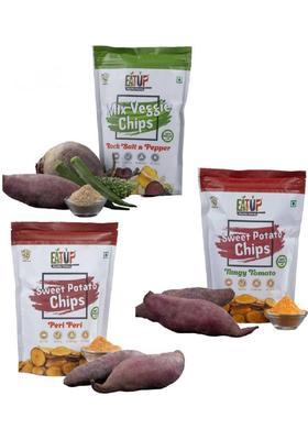Eatup Healthy Vegetable Chips Combo|Mix Veggie|Sweet Potato Chips|Pack Of-3 (3 X 50 G)