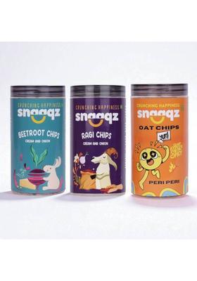 Snaaqz Beetroot Chips Cream & Onion+Ragi Onion+Peri Peri Oat (3 X 150 G)