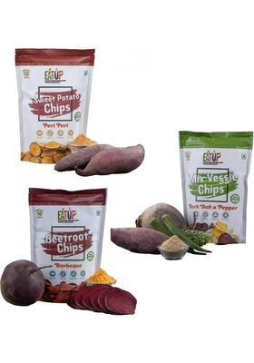 Eatup Peri Sweet Potato, Mix Veggie & Barbeque Beetroot Chips Combo Pack-3 (3 X 50 G)