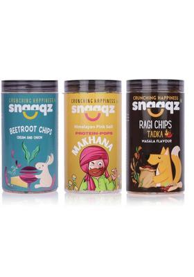 Snaaqz Beetroot Chips Cream & Onion+Pink Salt Makhana+Ragi Masala (3 X 123.33 G)