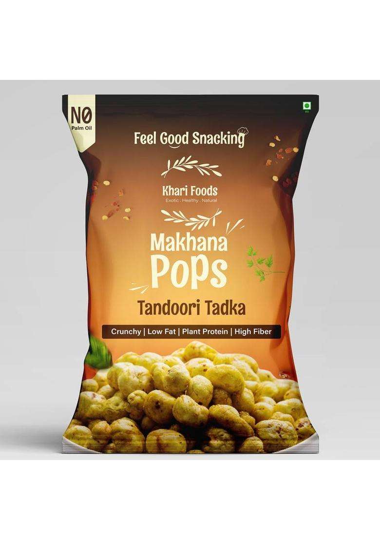 Khari Foods Tandoori Tadka Makhana, Fibre & Protein Rich, Healthy Snack Puffcorn (4 X 25 G) - Indya
