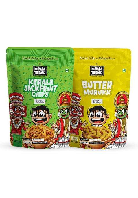 Kerala Thingz Combo 300G, Jackfruit Chips 150G, Butter Murukk No Palm Oil (2 X 150 G)