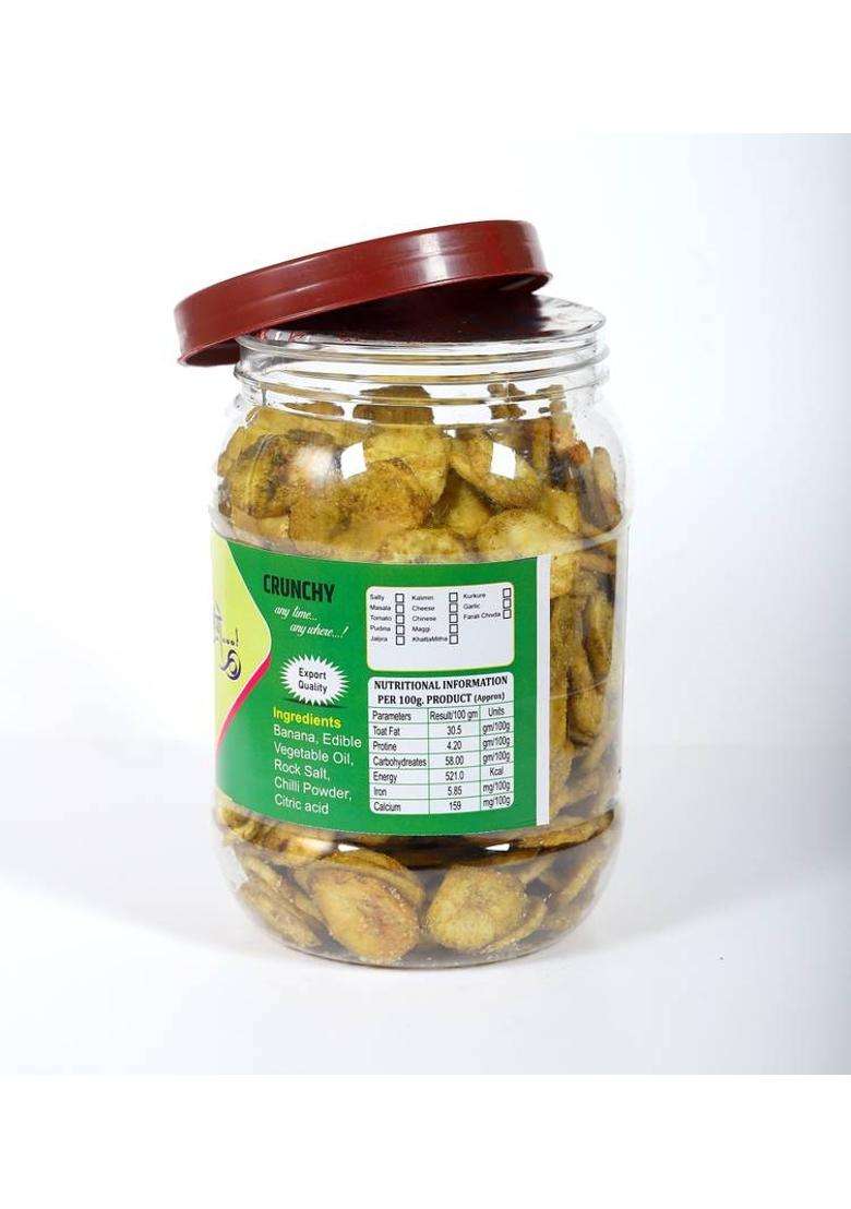 Okavango " The Kashtila Shaakal Banana Chips Authentic Green Chilli Flavour. (300 G) - Indya