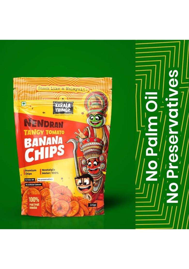 Kerala Thingz Tangy Tomato Nendran Banana Chips 100G + Butter Murukk 150G (2 X 75 G) - Indya
