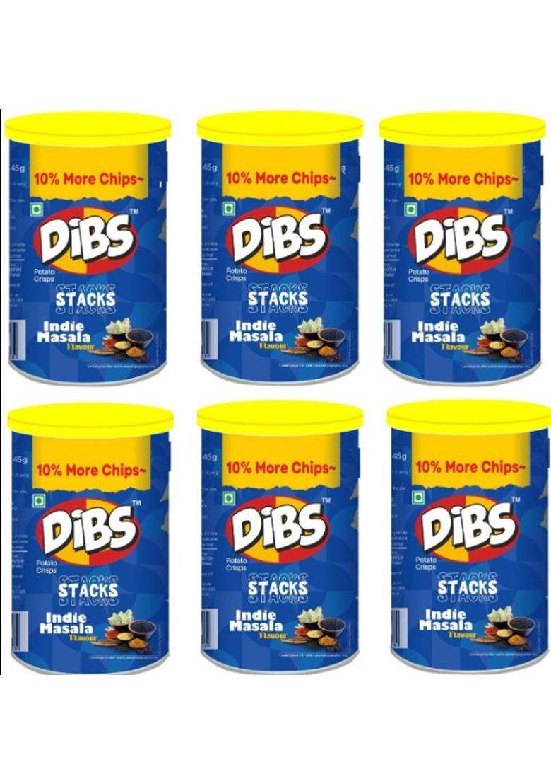 Dibs Potato Crisps On The Go Adventure Indie Masala Chips (Pack Of 6) (6 X 0.05 G) - Indya