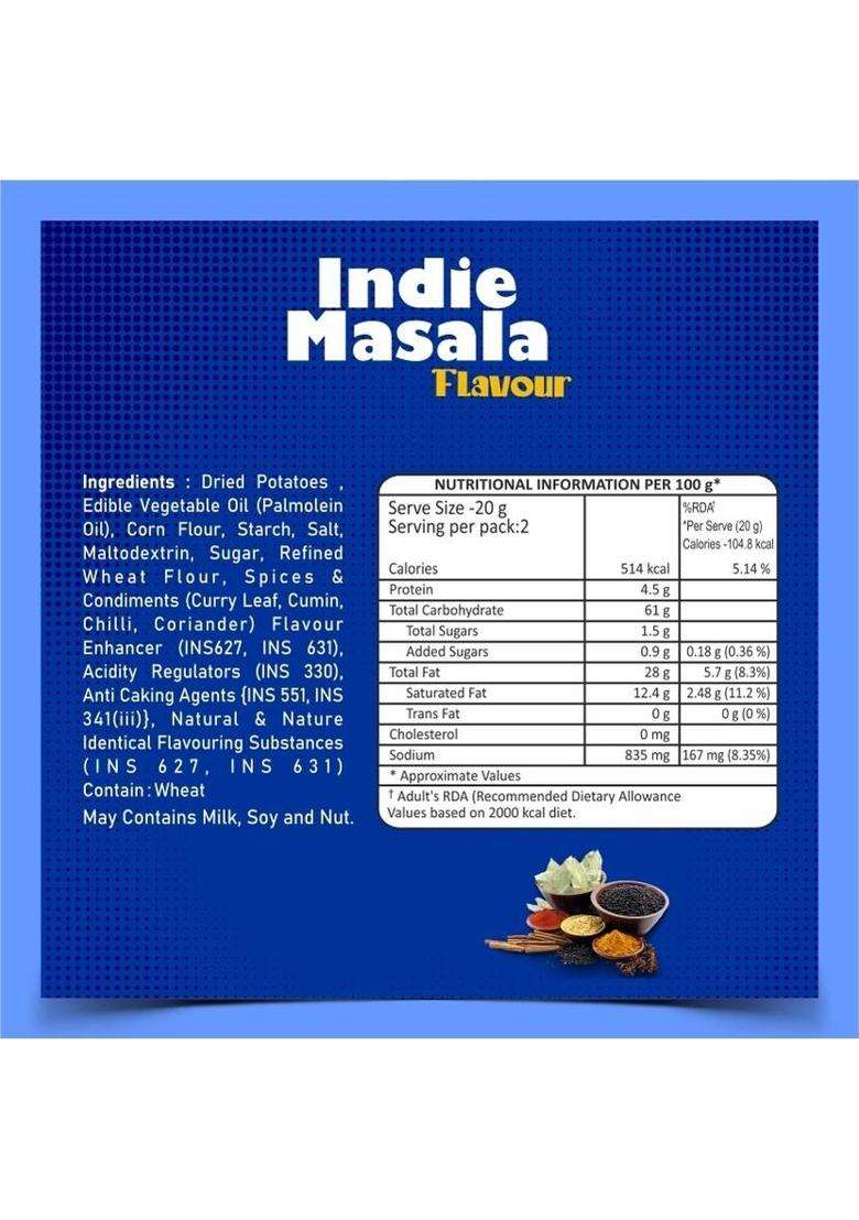 Dibs Potato Crisps On The Go Adventure Indie Masala Chips (Pack Of 6) (6 X 0.05 G) - Indya