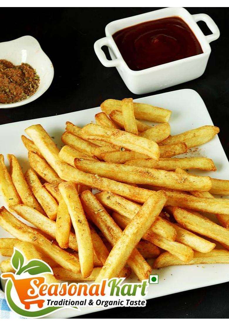 Seasonal Kart Organic Thin Crispy Potato French Fries Chips Salted Ready To Eat |Homemade (400 G) - Indya