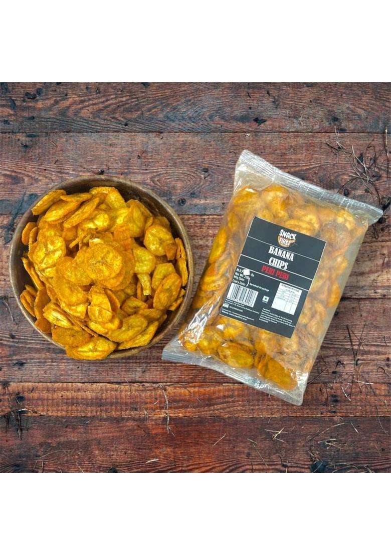 Snack First Raw Banana Chips Crispy Snack, Combo Of 2, Peri & Jeeravan Flavor (2 X 200 G) - Indya