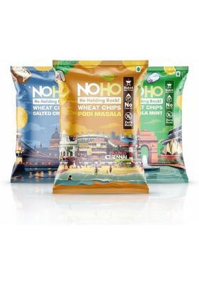 Noho Wheat Chips | Salted Cream, Podi Masala, Masala Mint No Maida, Palm Oil (3 X 55 G)