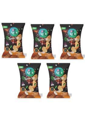 Yummylov Ready-To-Eat Creamy Onion Flavour Premium Kerala Tapioca (Kappa/Cassava) Chips (5 X 90 G)