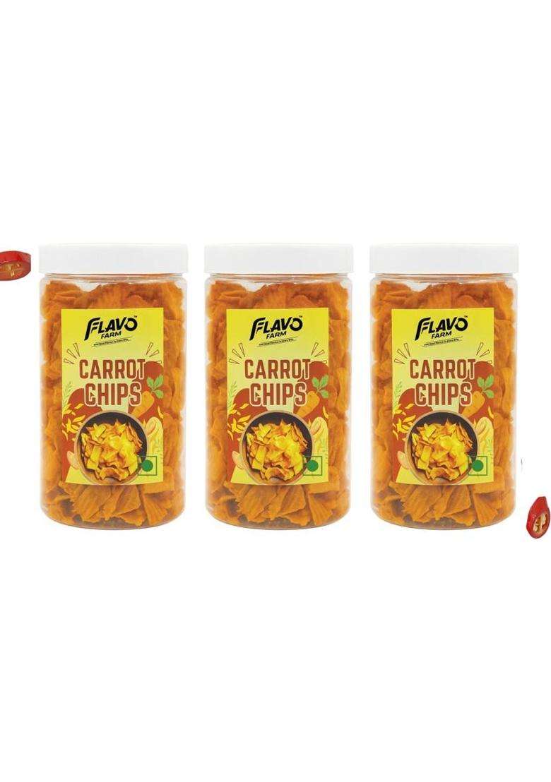 Flavofarm Crunchy Roasted Carrot Chips Combo | Healthy Baked, High Fibre, Low Calorie (3 X 150 G) - Indya