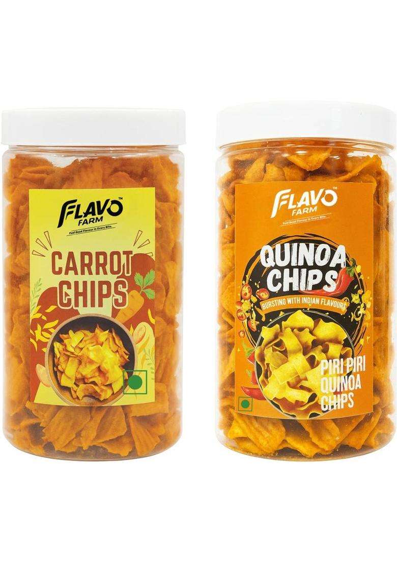 Flavofarm Carrot & Quinoa Chips | Healthy Veg Crunch Mix (2 X 150 G) - Indya