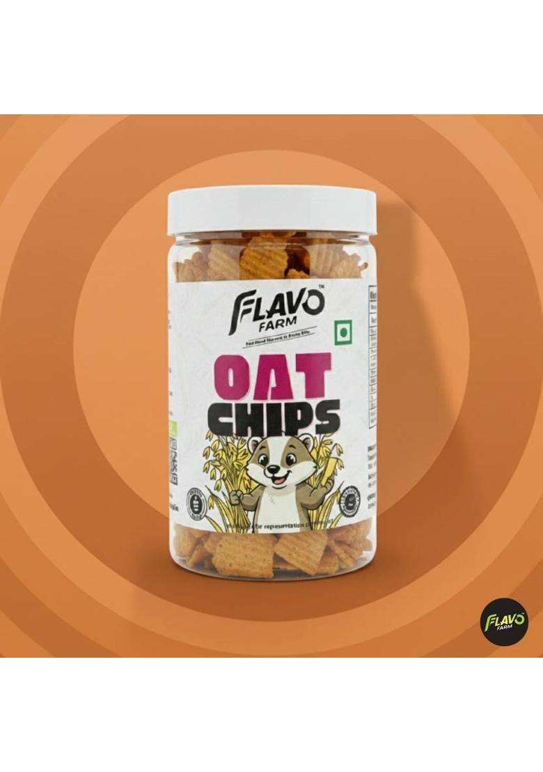 Flavofarm Oats Chips Piri Flavour | Healthy & Crunchy Snack High Fibre Baked (150 G) - Indya