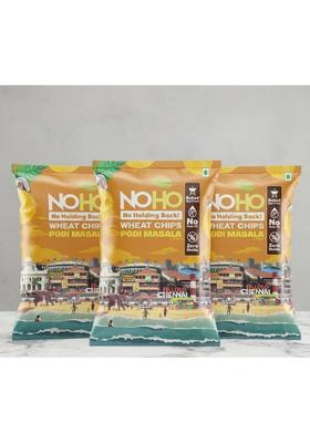 Noho Wheat Chips | Podi Masala Healthy Baked, Not Fried |South Indian Spicy (3 X 55 G)