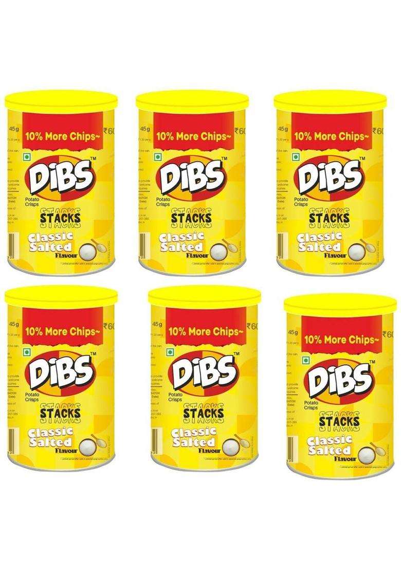 Dibs Classic Salted Potato Chips On-The-Go Adventure Pack (6 X 45 G) - Indya