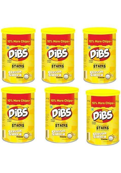 Dibs Classic Salted Potato Chips On-The-Go Adventure Pack (6 X 45 G)