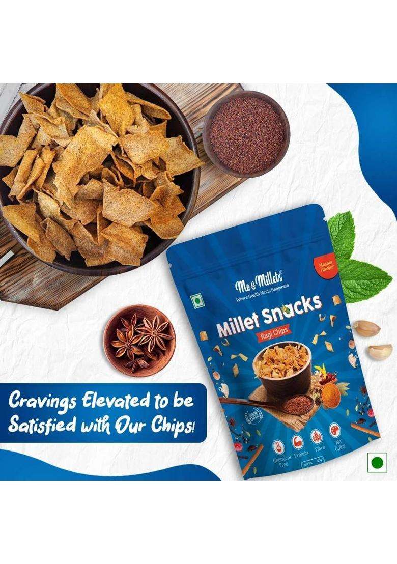 Me & Millets Snacks Packs Ragi Chip Crunchy Cream 80G (Pack Of 3) Chips (3 X 80 G) - Indya