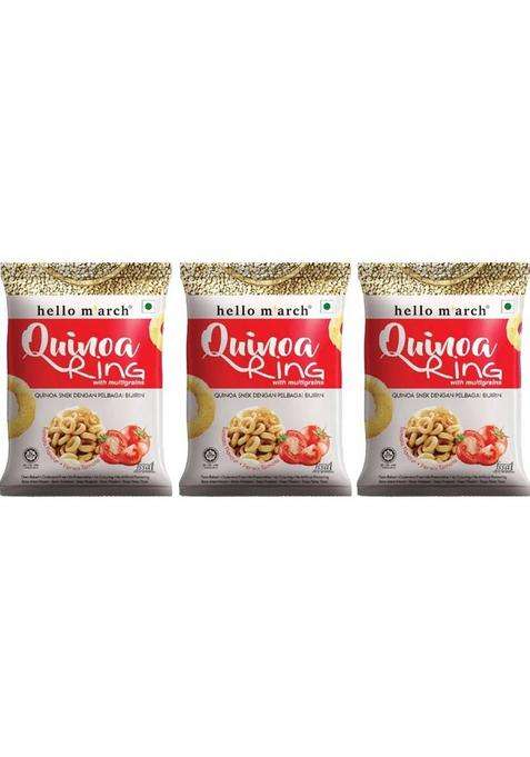 Hello M'Arch Quinoa Multigrain Rings - Tomato Flavour Pack Of 3 | No Msg Preservatives Chips (3 X 30 G)