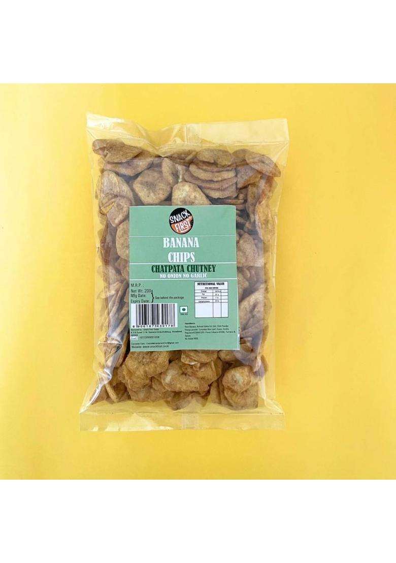 Snack First Banana Chips Crispy Snack, Combo Of 2, Chatpata Chutney & Spicy Paprika Flavor (2 X 200 G) - Indya