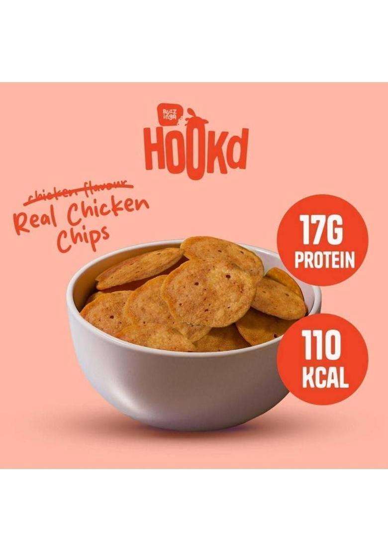 Hookd Tandoori Chicken Chips Baked High Protein Snack 17G 100 Kcal 30G (2 X 30 G) - Indya