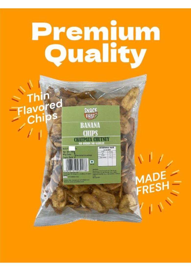 Snack First Raw Banana Chips Crispy Snack, Combo Of 2, Chatpata Chutney & Jeeravan Flavor (2 X 200 G) - Indya