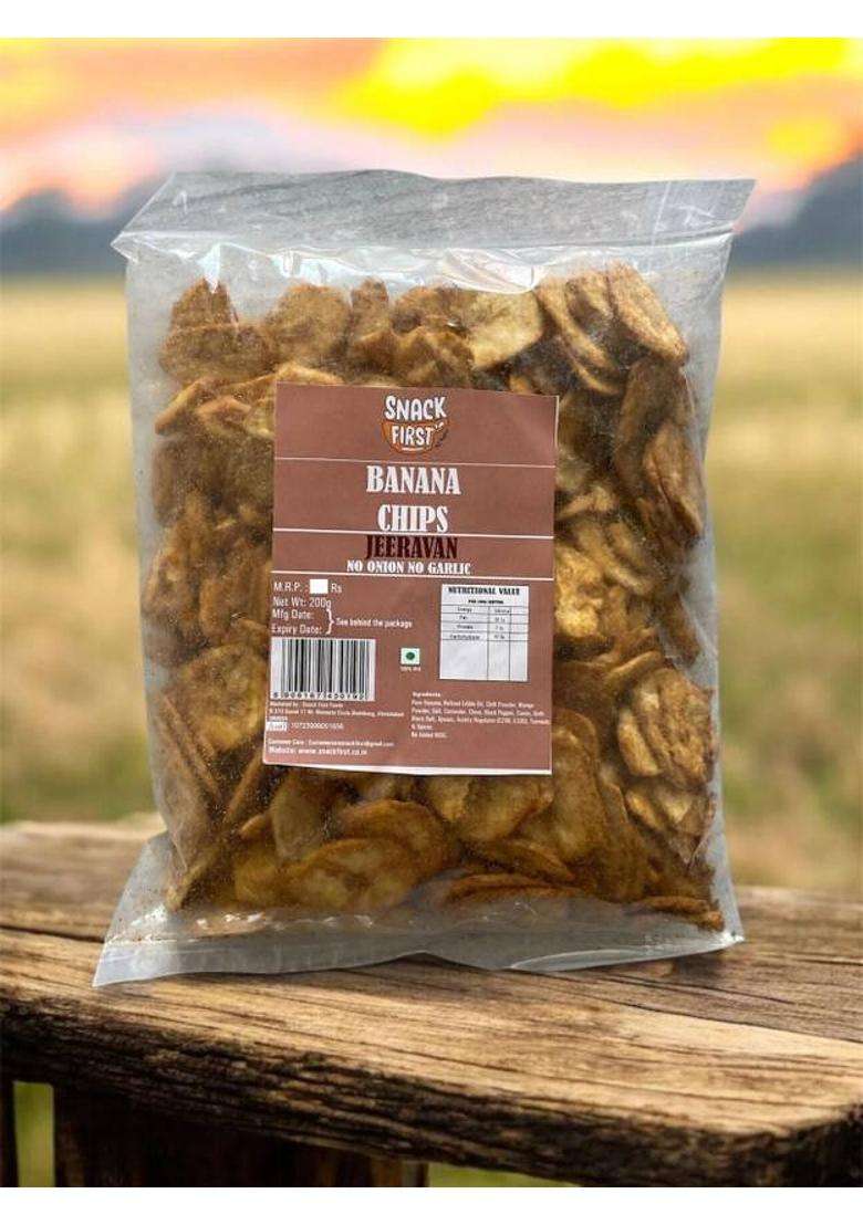 Snack First Raw Banana Chips Crispy Snack, Combo Of 2, Chatpata Chutney & Jeeravan Flavor (2 X 200 G) - Indya