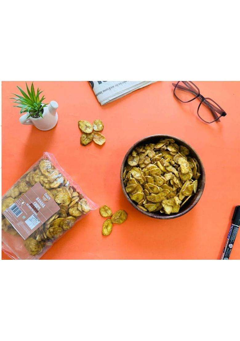 Snack First Raw Banana Chips Crispy Snack, Combo Of 2, Chatpata Chutney & Jeeravan Flavor (2 X 200 G) - Indya