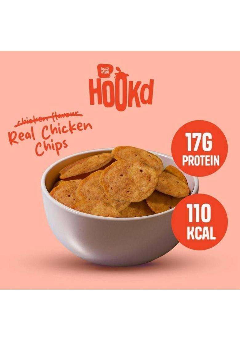 Hookd Tandoori-Classic Chicken Chips | 17G Protein, 100 Kcal, 30G Chips| Per Pack (2 X 30 G) - Indya