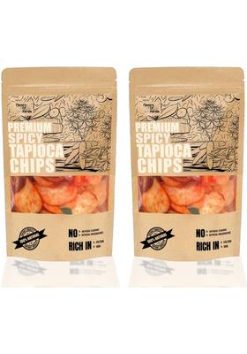 Flavors Of Kerala Fok | Premium Tapioca (Kappa) Chips - Spicy|Pack 2 (2 X 400 G)