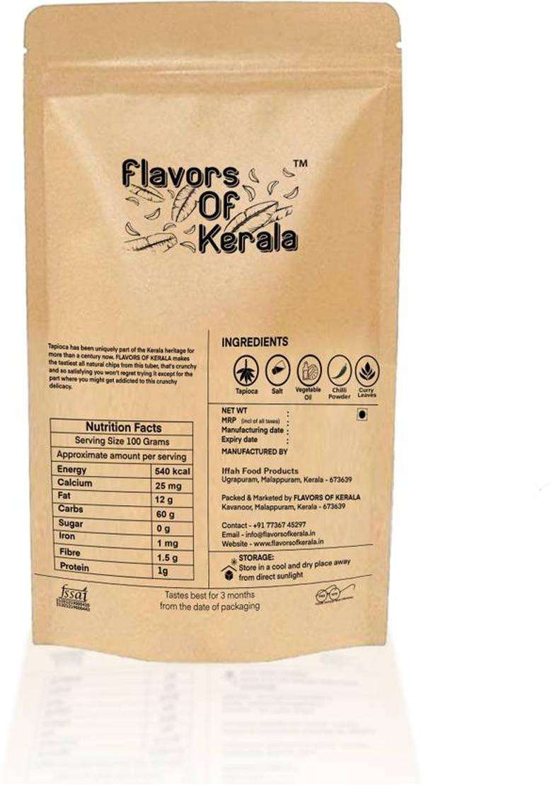 Flavors Of Kerala Fok | Premium Tapioca (Kappa) Chips - Spicy|Pack 2 (2 X 400 G) - Indya